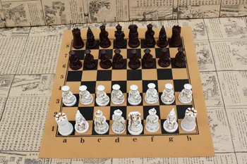 Starožitný Šachu Stredných PVC Šachovnici Qing Pešiak Šachové Figúrky Obrázok Tvar Dieťa Darček Hračky Deti Šach Dosková Hra Doma