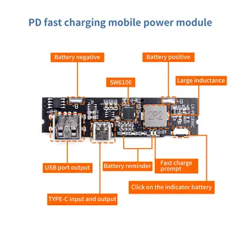 SW6106 PD rýchle nabitie QC3.0 mobile power modul FCP obojsmerná rýchle nabitie 5V9V12V