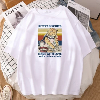 Kittzy Sušienky Vyrobené S Láskou A Trochu Mačka Vlasy Vytlačené pánske Tričko Retro Bežné Tee Oblečenie Pohodlné Muž T-Shirts