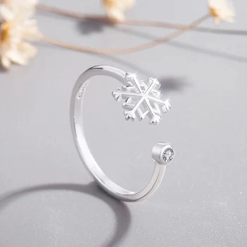 Žena Crystal Snowflake Prstene Pre Ženy Móda Otvorené Prst Krúžky Zirkón Tenký Krúžok Svadobné Kapely Jemné Šperky, Vianočné Darčeky