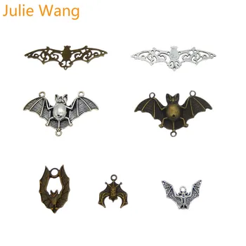 Julie Wang 7PCS Netopierov Charms Zliatiny Zinku Zvierat Zmiešané Antickej Farby Halloween Netopierov Prívesok Šperky, Takže Príslušenstvo