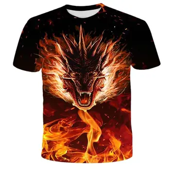 Pánske T-Shirt Oblečenie 3D Panovačný Tlač Dragon T-Letné Tričko Krátky Rukáv Hip Hop O-Krku Nadrozmerné T-Shirt Hot Predaj Kovov