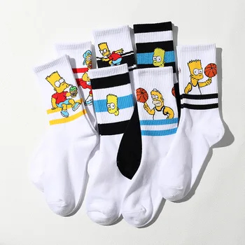 Nové Kreslené Ponožky Simpson Trubice Ponožky Mužov Česanej Bavlny Ponožky Športové Basketbal skateboard vzor Iny Príliv Ženy Pár Ponožky