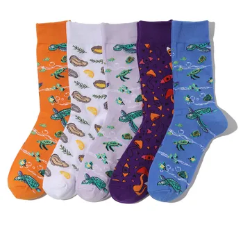 Morské Korytnačky Ponožky pánske Anime Muž Ponožky Animal Modrý Unisex Posádky Bežné Bavlna Sox Dospelých Teplá Jeseň Winter Classic Skarpetki