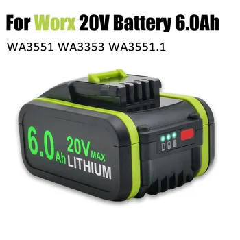 6.0 Ah 20V Lítium-Iónová batéria Náhradná Batéria pre Worx WA3551 WA3551.1 WA3553 WA3641 WG629E WG546E WU268 pre Náradie Worx