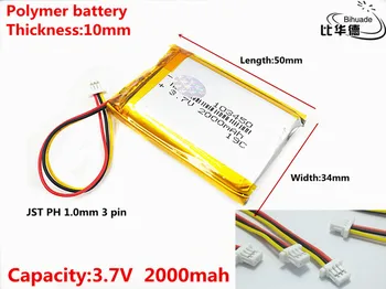 JST PH 1,0 mm 3 pin Dobré Qulity 3,7 V,2000mAH 103450 Polymer lithium ion / Li-ion batéria pre tablet pc BANKA,GPS,mp3,mp4