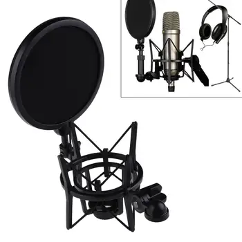 Mikrofón Mic Profesionálne Shock Mount s Pop Štít Filter Obrazovky nastavenie a presné polohovanie mic stand držiteľ