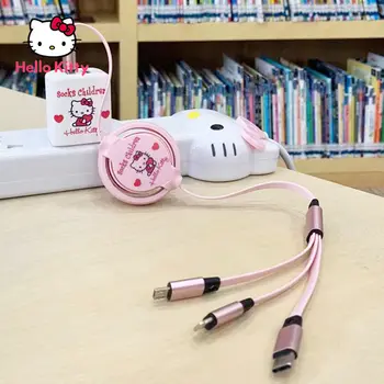Hello Kitty Multi-vedúci Tri-v-jednom Nabíjačka pre Android Apple Plnenie Hlavu Mobilný Telefón Universal Plug Rýchle Nabíjanie Nastaviť