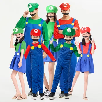Super Brat Luigi pre Dospelé Ženy, Mužov, Deti Halloween Karneval Party Fancy Dress Up Detí, Narodeniny Zábavné Jednotné