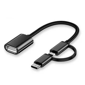 2 v 1 OTG Kábel Converter, Nylonové Opletenie USB 2.0 Micro USB Typu C Synchronizáciu Údajov Adaptér pre MacBook U Typ Disku-C OTG