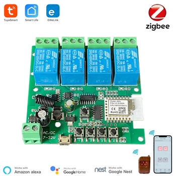Smart Zigbee Prepínač 4 Kanálový Modul S RF433 Zigbee Prepínač 5-32V DIY Pracovať s Alexa Smartthing ewelink APLIKÁCIU Diaľkové Ovládanie