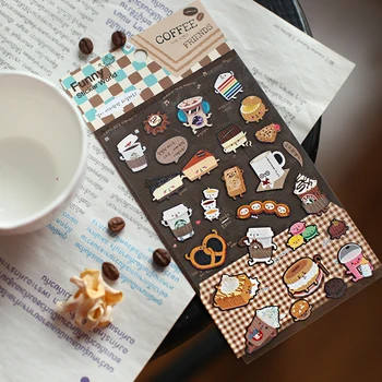 Kórea Zábavné Scrapbooking Kvalitné Nálepky Coffe Priateľmi Papiernictvo DIY Plavidlá Výzdoba Domov Dodávky Suatelier Nálepky