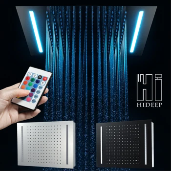 HIDEEP 500*360 mm LED Showerhead Strop Vložené Dážď Sprchové Diaľkové Ovládanie Led Light Top Sprcha Hlavu SUS304 Chrome Black