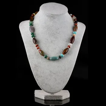 Veľkoobchod s prírodným kameňom náhrdelník agates náhrdelník quartz stone náhrdelník 24 farieb voliteľné 6x8mm 10x14mm 18 palcov