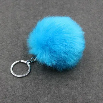 1pcs Modrý Plyšový Loptu Plyšové Keychain Jednoduchý Loptu Pompon Prívesok Pompom Umelé Zvierat Keychains Žena, Auto, Taška KeyRing Hračka