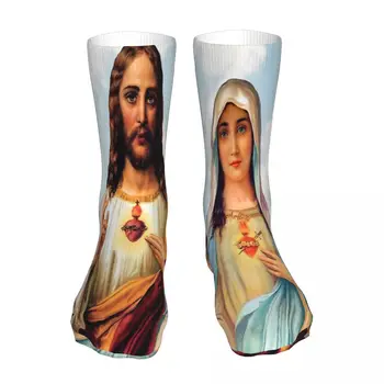 Sväté A Nepoškvrnené Srdce III Ježiš Kristus Boh Vzkriesenie Ponožky Ponožky Muži Ženy Polyester Pančuchy Prispôsobiteľné Hip Hop