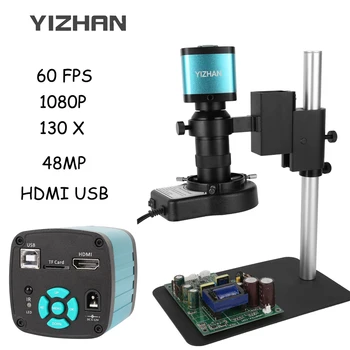 48MP 4K 60FPS HDMI, USB, Digitálny Video Monokulárne Mikroskopom Fotoaparát Continus Zoom 130X C-Mount Spájkovanie Mobilný Telefón Oprava Nástrojov