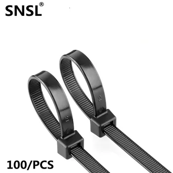 Nylon kravatu 4 * 250 mm self-locking Black 100 plastové zviazať drôtom krúžok kravatu upevnenie pásu slipknot Plastové kábel zips väzby Plastové svorky